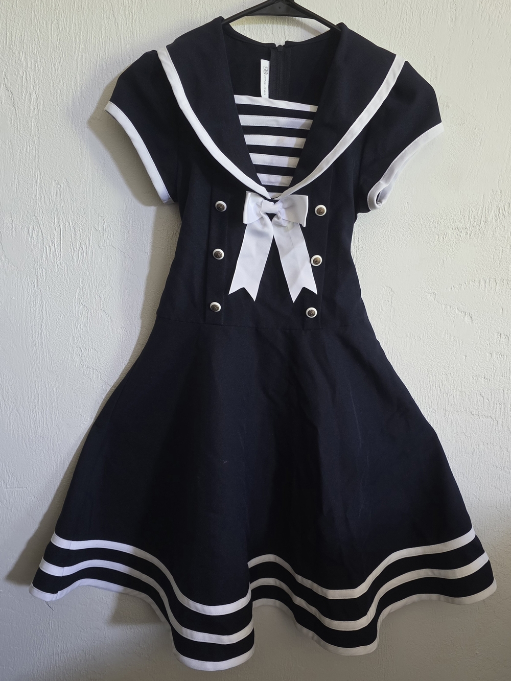 Bonnie Jean Girls Navy Sailor Dress Nautical | Size 8 (No Tag - See Measurments)